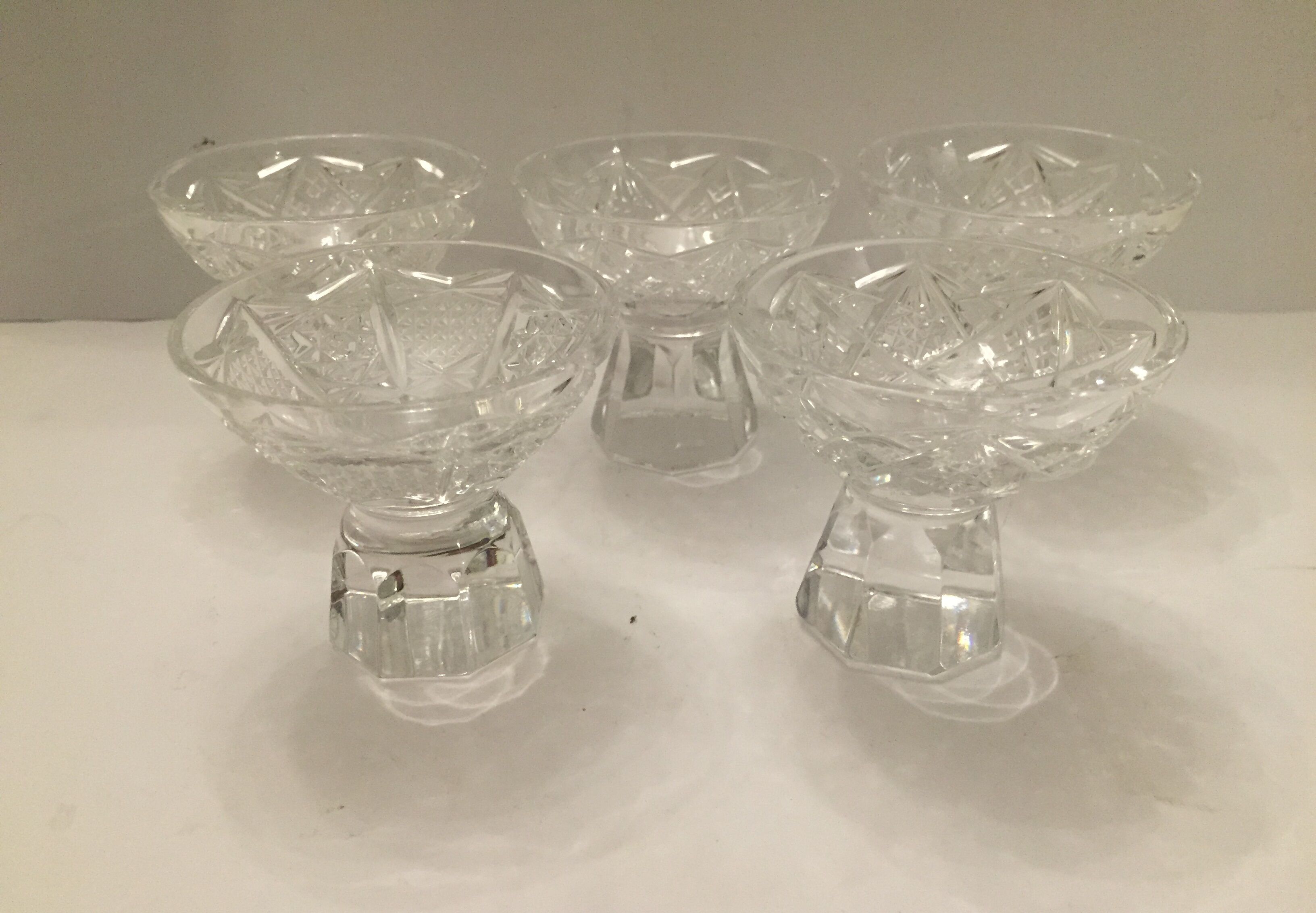 5 alcohol cut crystal glass set