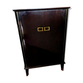 Sideboard with two-doors Art Deco lacquered black 20th century bronze handles