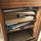 1900 oak notary curtain cabinet