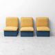 Vintage modular sofa with 3 elements in two-tone fabric – 1970s