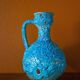 Fat Lava turquoise ceramic vase, ceramic pitcher, sea foam, blue crater vase, turquoise emaux