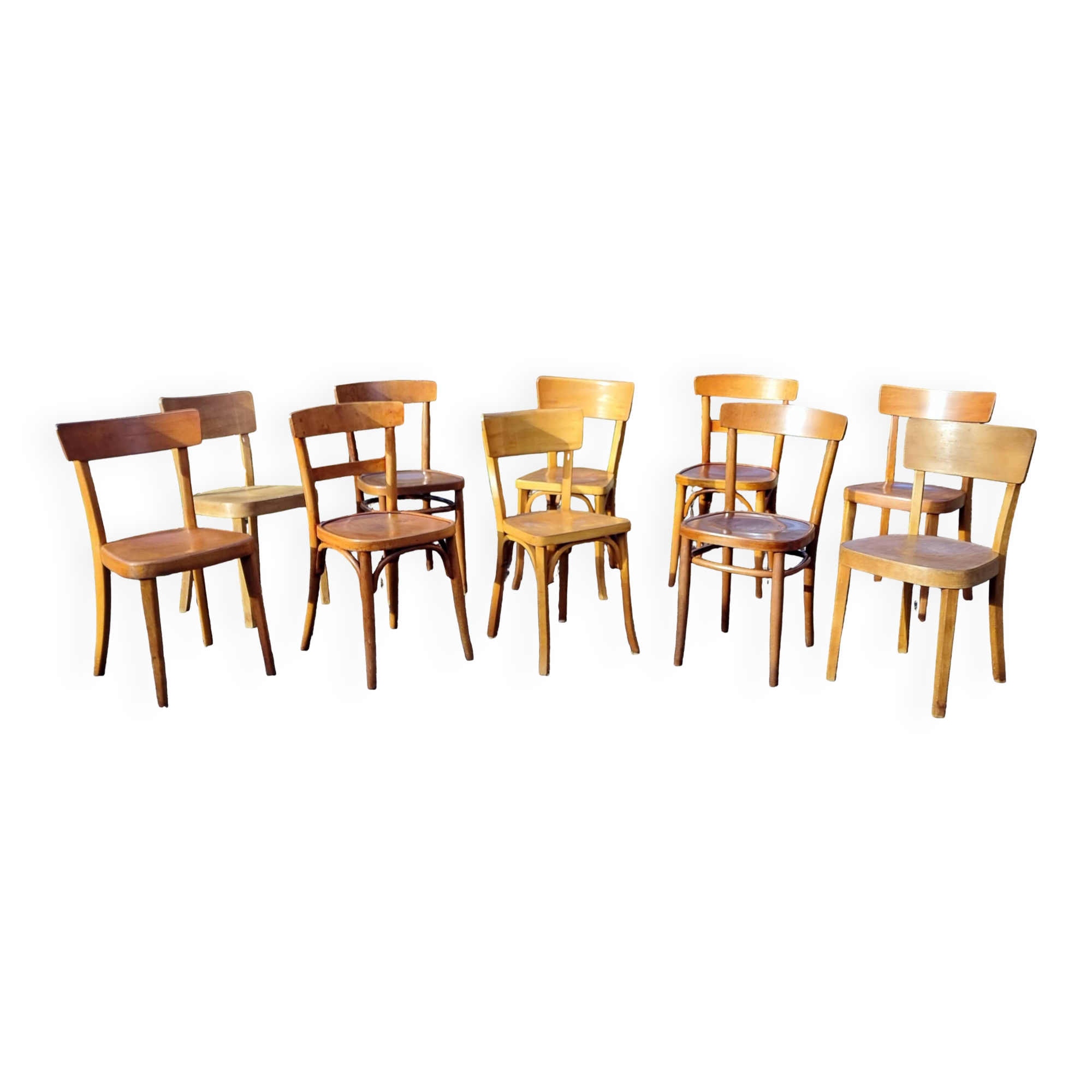 10 chaises bistrot, années 50-60