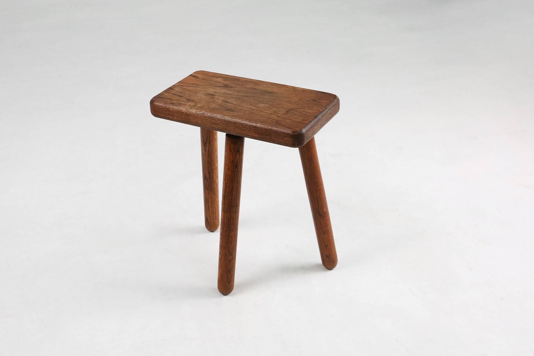 Rustic solid Wooden tripod Stool, France 1940s
