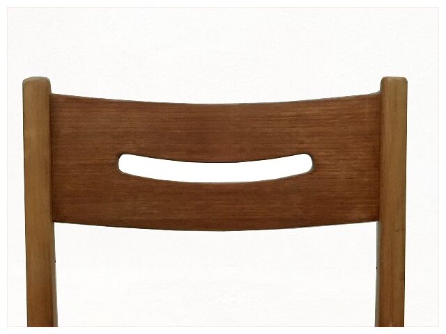 Renovated vintage Scandinavian teak and skaï 1960 chairs