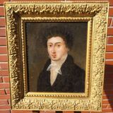 19th C. Portrait Painting Young Man Gentleman Antique