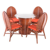 Ensemble table et fauteuils en rotin