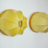 PAIR OF XL "COCOON" WALL LIGHTS, RESIN AND PINE, ITALY, 1970