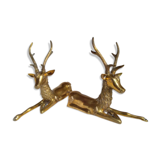 Pair of deer lying in brass