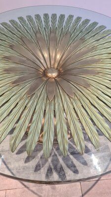 Round carved wooden dining table, Italy