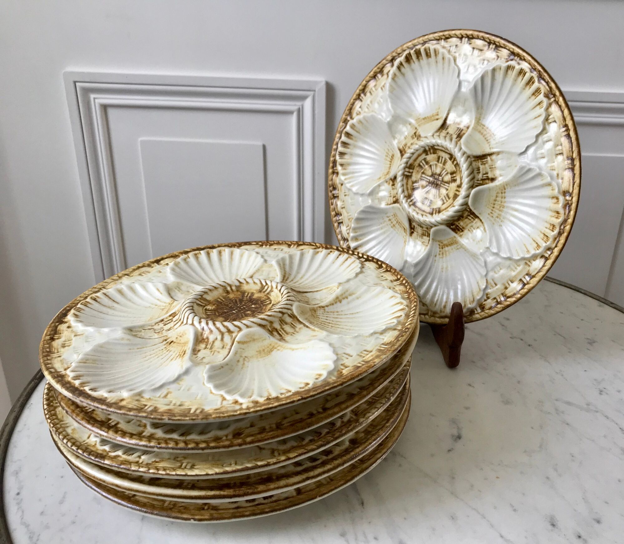 Set of 6 Oyster Plates Longchamp years 50-60