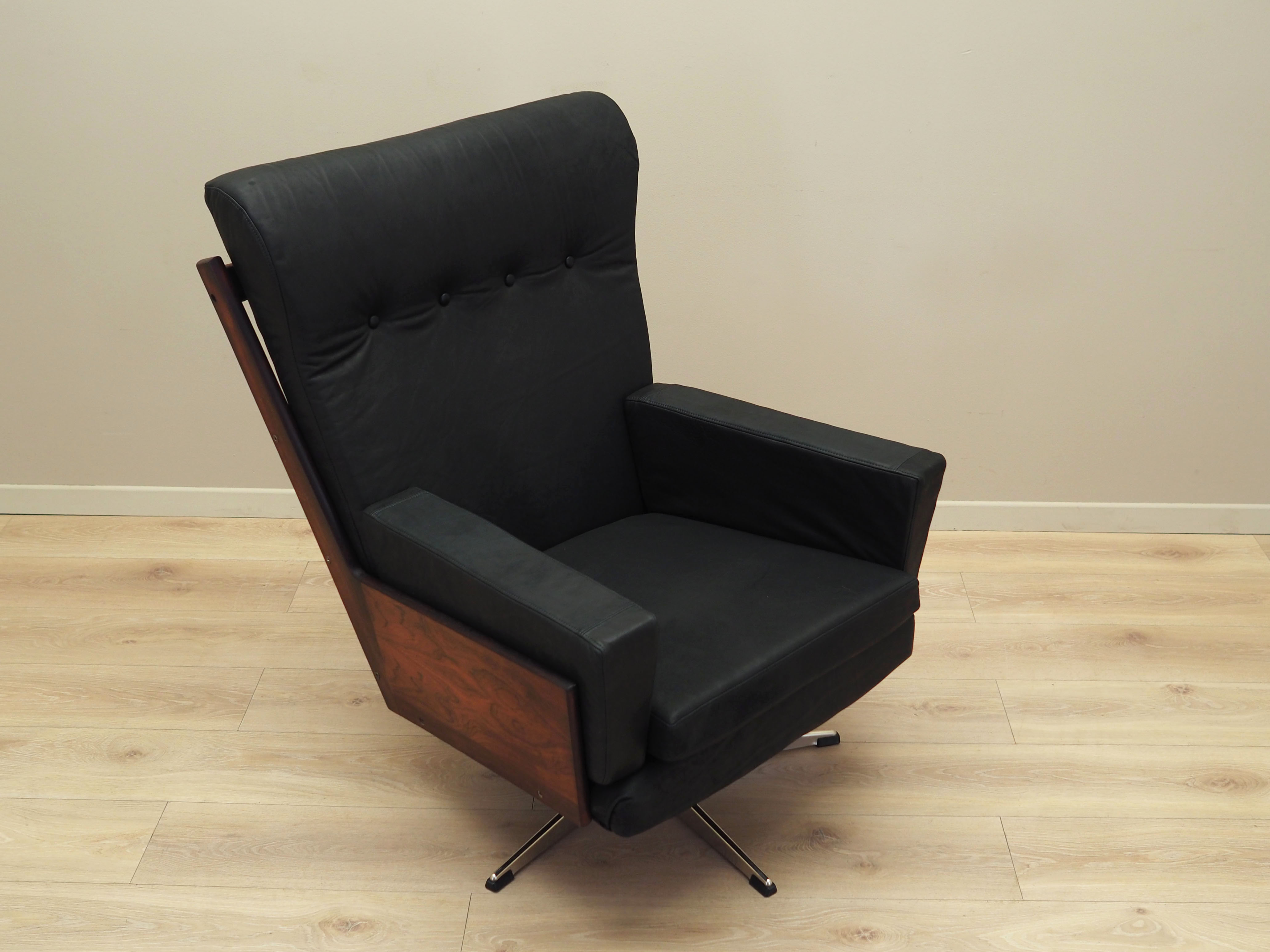 Fauteuil de bureau en cuir, design danois, années 1970, production: Danemark