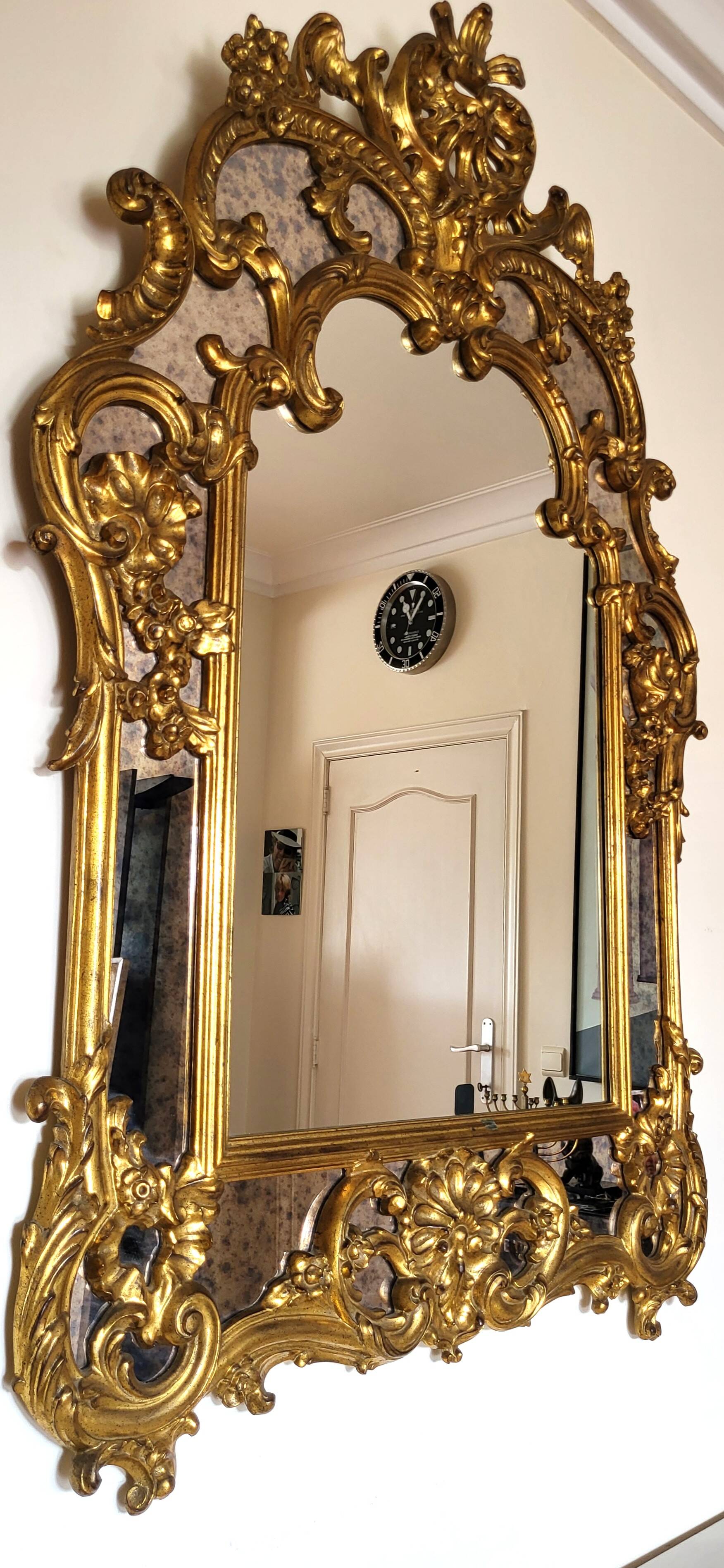 Large Louis XVI style mirror with shutters in perfect condition.