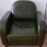 Fauteuil club cuir vert