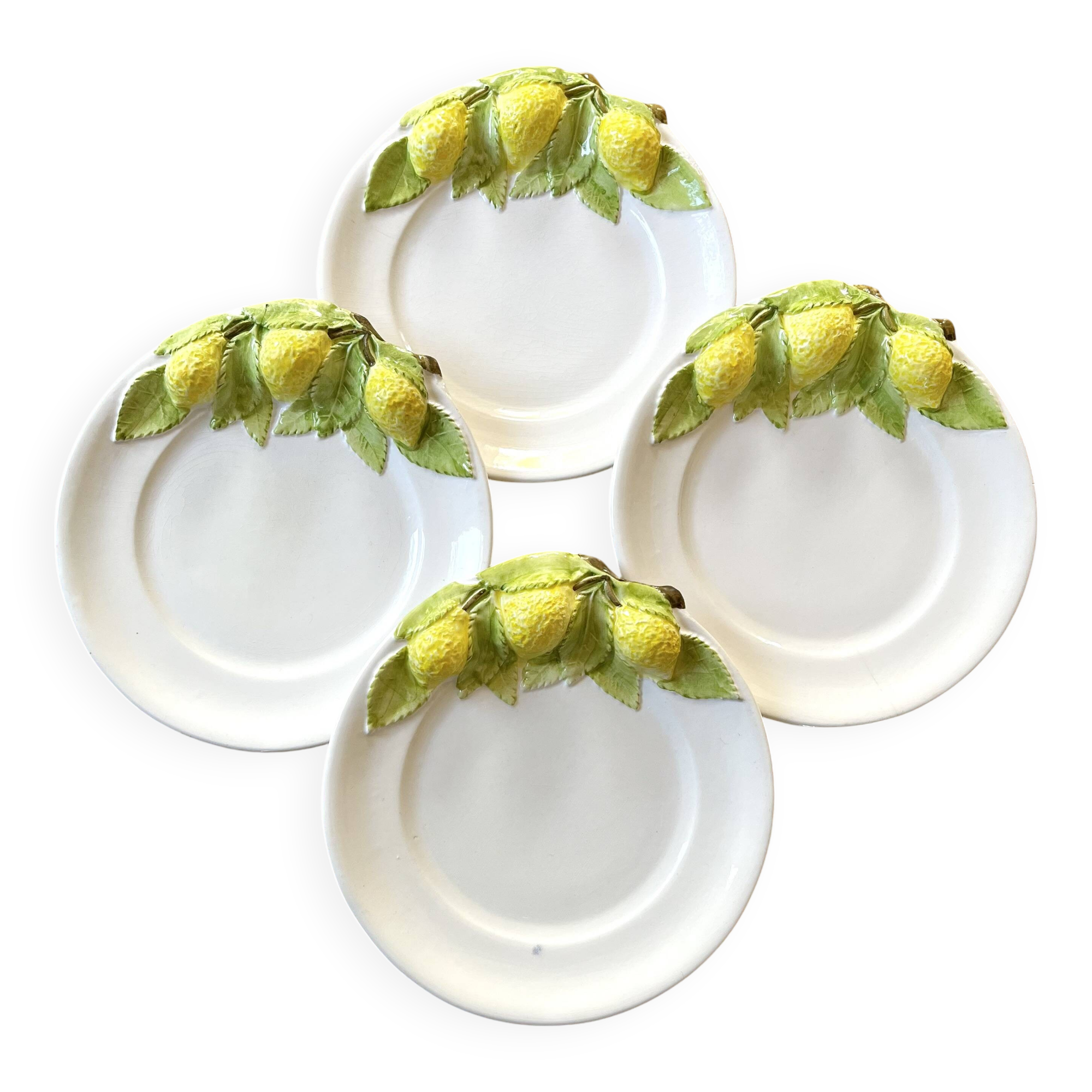 Assiettes à dessert barbotine citrons