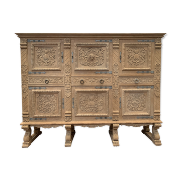 Renaissance style sideboard in solid oak XX century