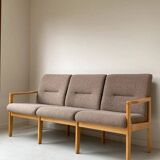 Vintage wooden seating area / sofa and 2 armchairs