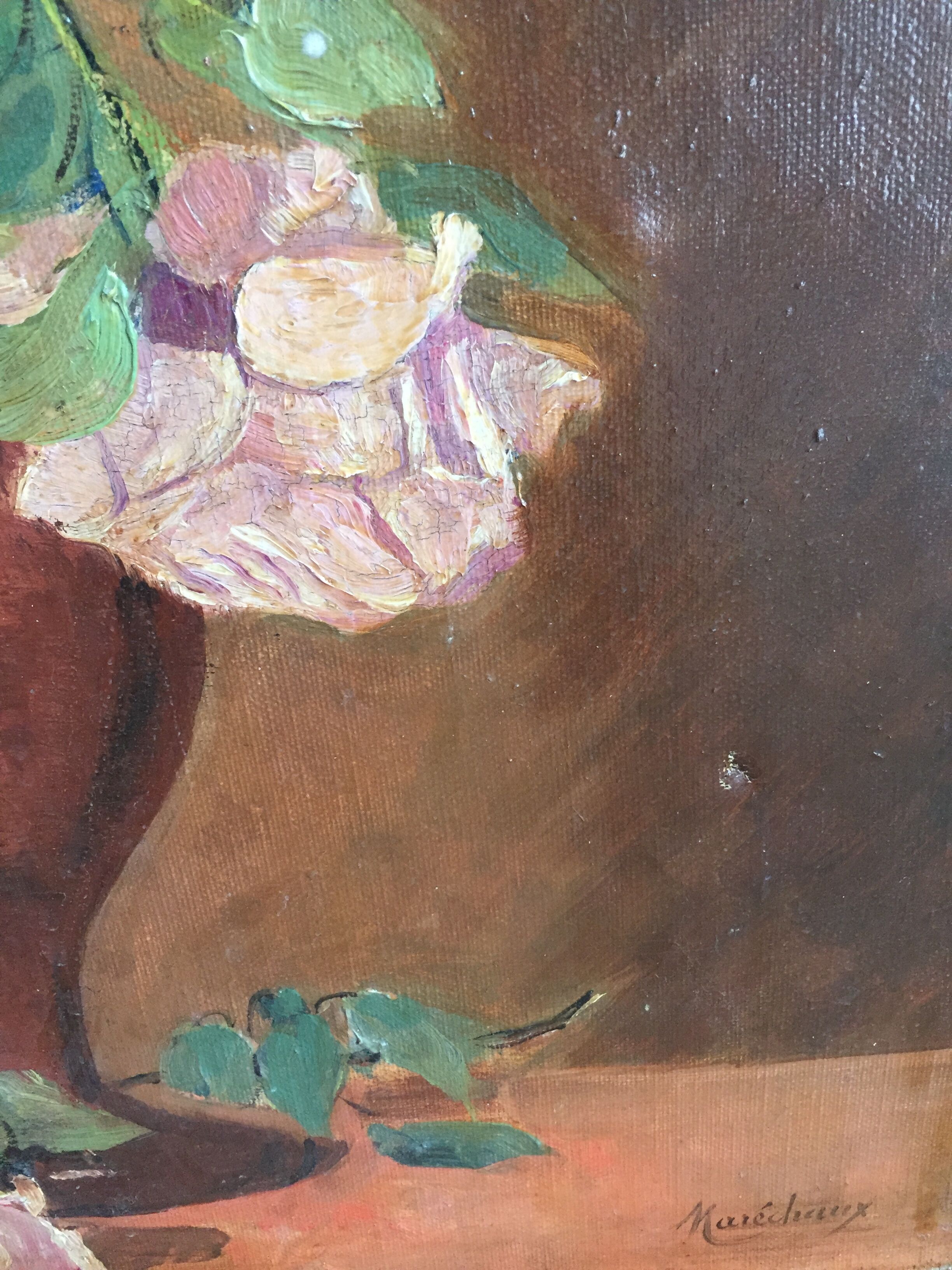 Oil on canvas, bouquet of flowers