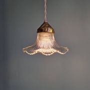 Trio of Art Deco grooved glass pendant lights, 1920s-30s