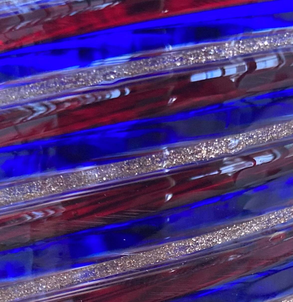 6 verres gobelets d'art Murano spirales tricolores