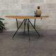 Metal and wood table, black Opaxit top, Czech Republic 1960