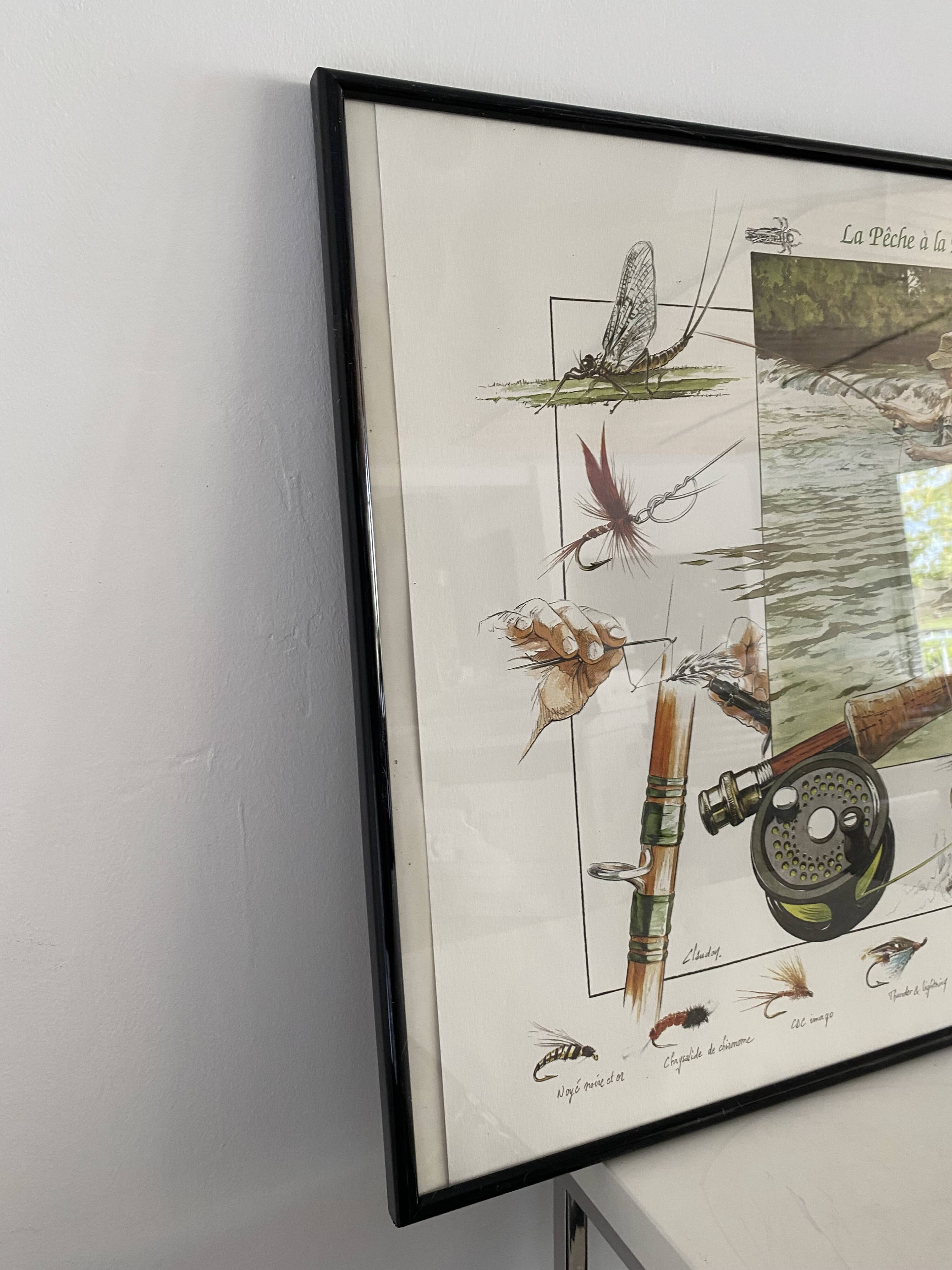Tableau Image d'Épinal "La Pêche à la Mouche" Olivier Claudon