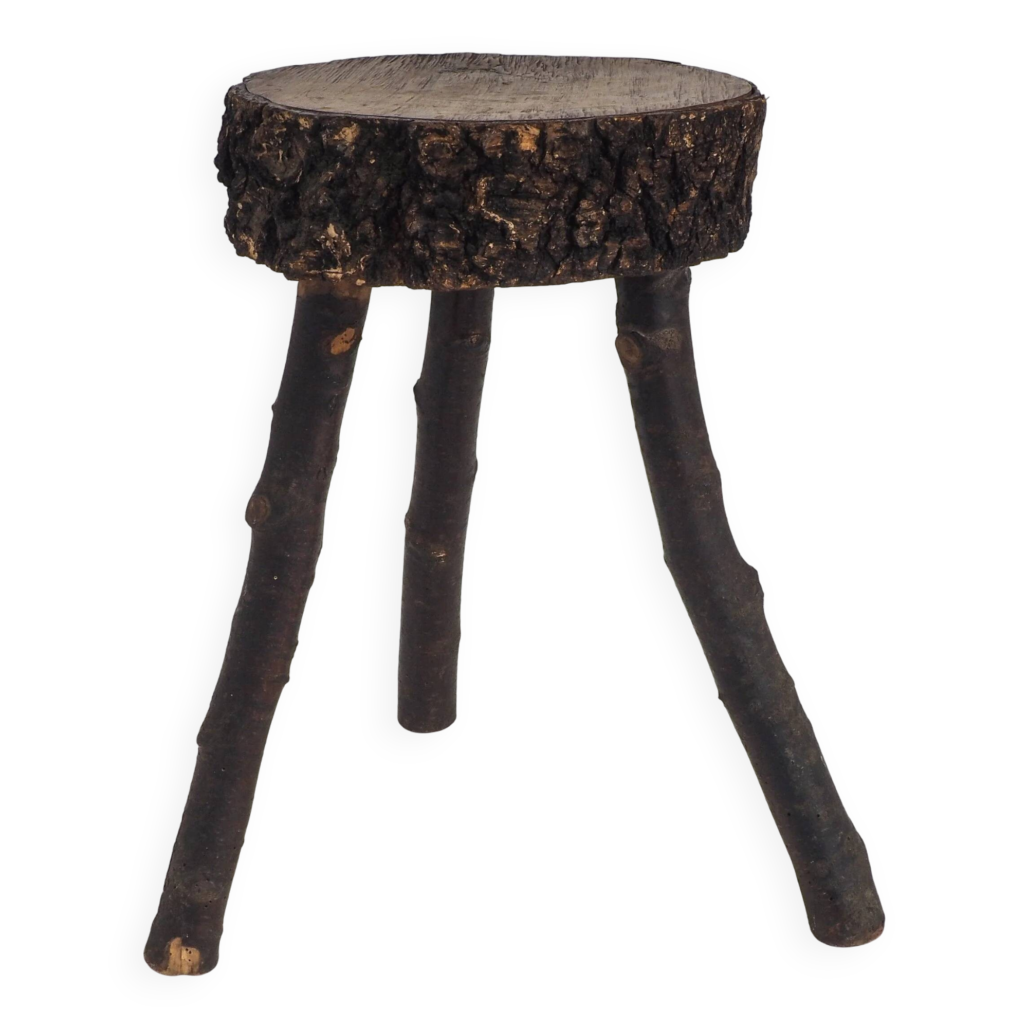 Rustic hand-crafted wooden stool