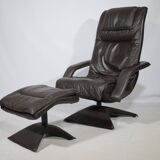 Design Leather Lounge Chair including Ottoman from the 1990s