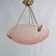 French Art Deco Glass Pendant Light with Chain Suspension, Degue, 1920s - 1930s