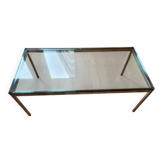 Knoll coffee table with smoked glass top and chrome metal.