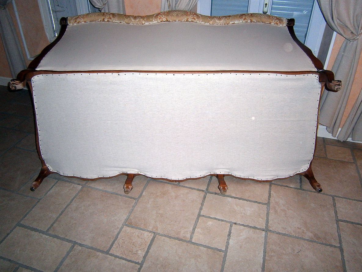 Solid wood and fabric sofa