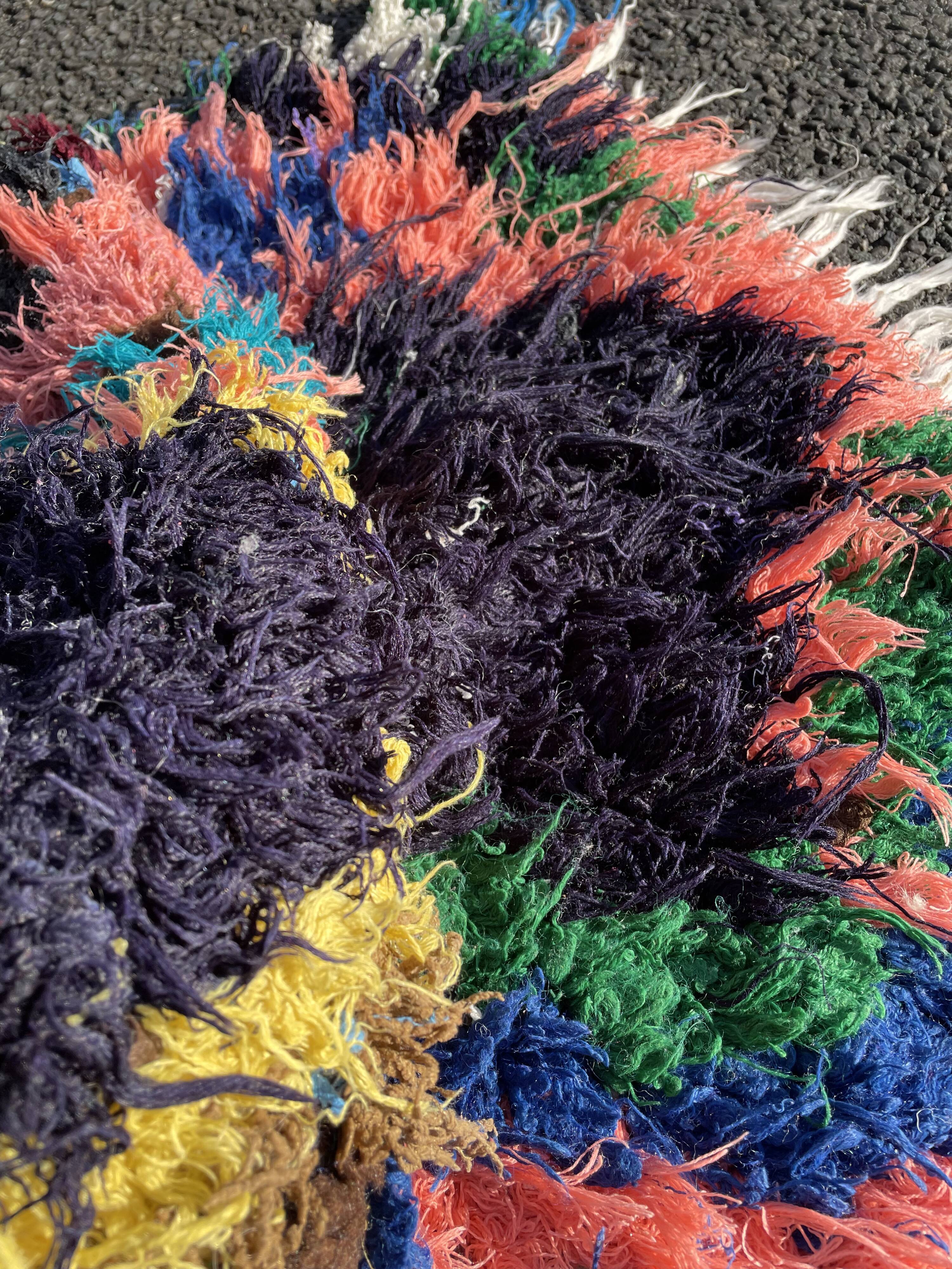 Moroccan berber carpet in wool Azilal black colored 70x160cm