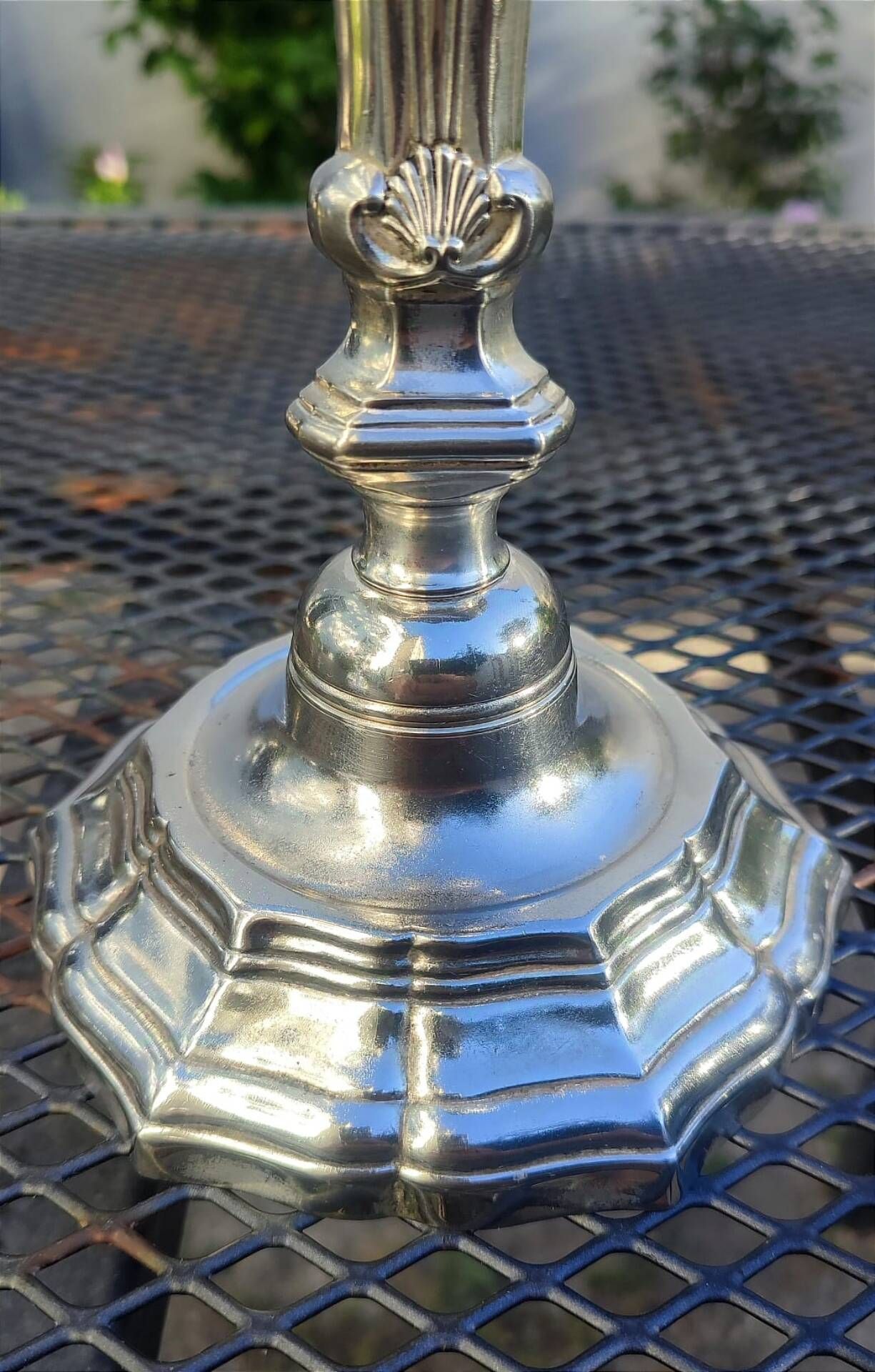 Magnificent pair of silver candlesticks.