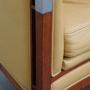 Art Deco armchair in yellow leather with high back