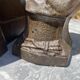 Pair of antique cast iron fire dogs "The Conquering Love"