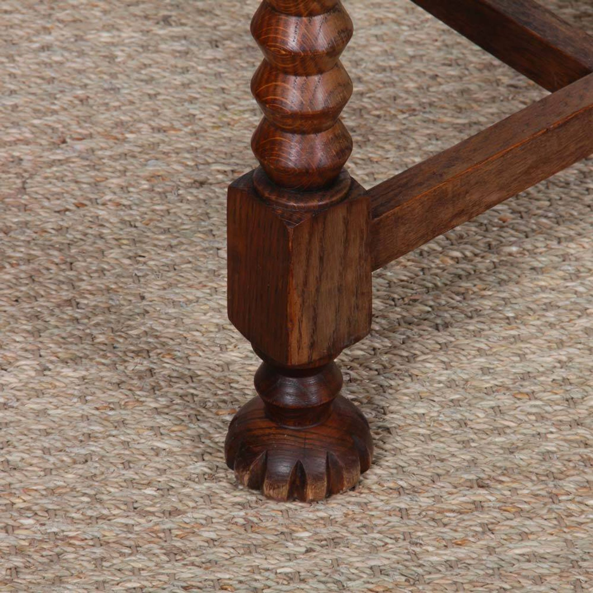 Set of 6 rush-seated chairs in solid oak, 1940.