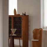 Fauteuil Brutaliste en Tronc en Pin Massif & Bouclé, Moderne du Milieu du Siècle Suédois, Années 1970