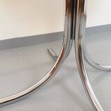 Vintage oval dining table in smoked glass and chrome metal