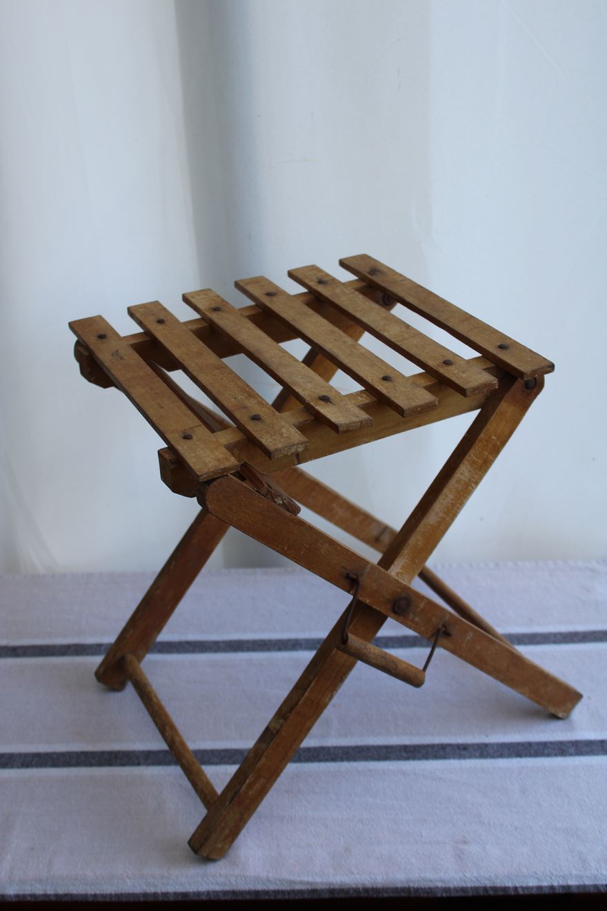 Folding wooden stool