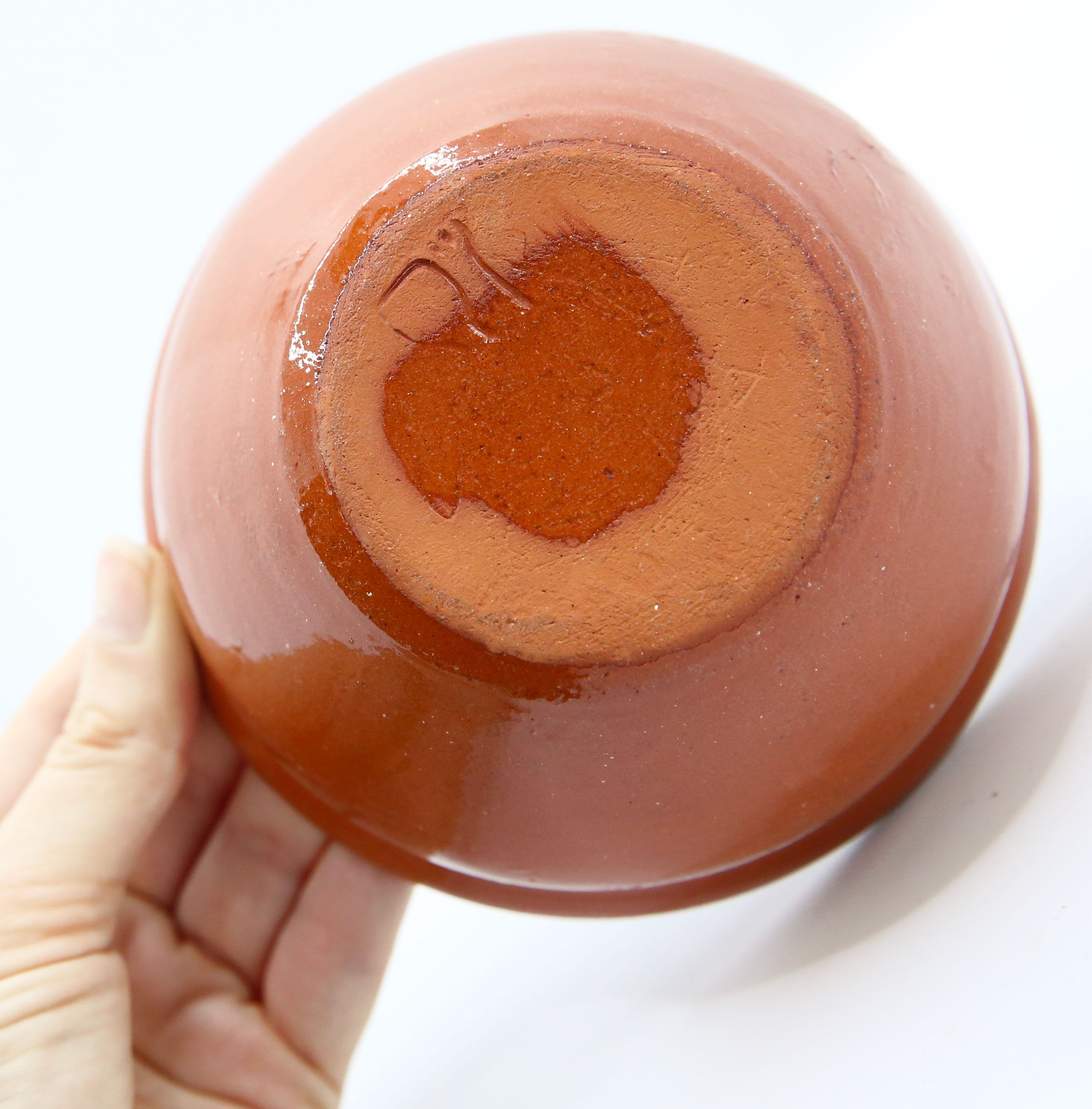 Handmade bowl with flowers in enamelled clay from Portugal