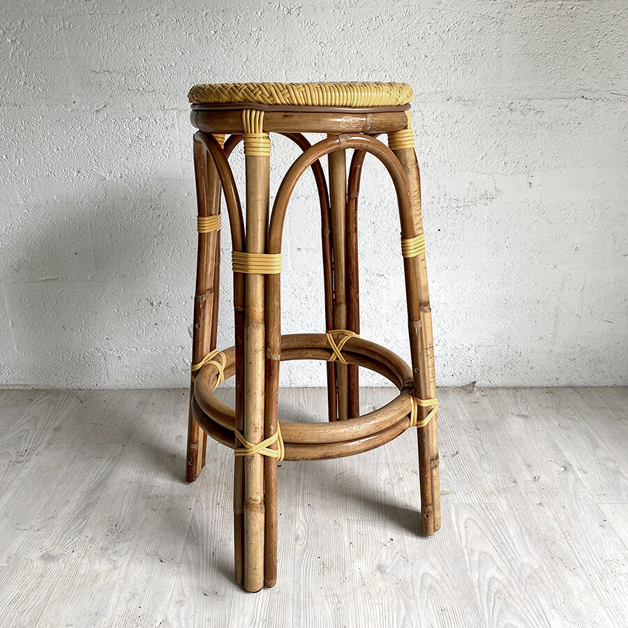 Vintage rattan bar stool 70's