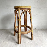 Vintage rattan bar stool 70's