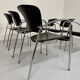 6 black leather and chrome metal chairs Brayton International vintage sa