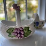 Large basket, ceramic planter, slip.