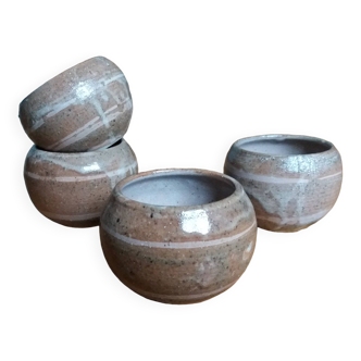 Stoneware cups signed Anne Rémy Clamagirand