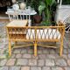 1960s beige rattan and cotton bench