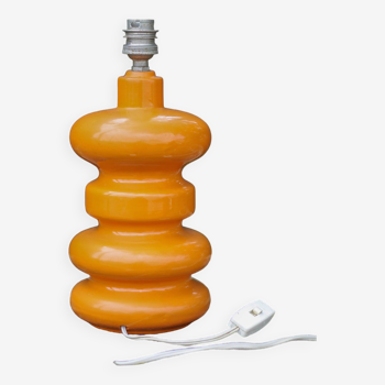 Lampe de chevet, lampe à poser vintage, lampe céramique orange avec abat-jour plastique, 70's