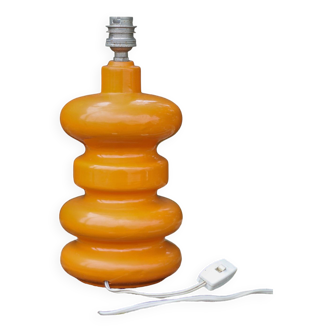 Bedside lamp, vintage table lamp, orange ceramic lamp with plastic lampshade, 70's