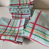 Ensemble nappe et 11 serviettes coton damassé vintage