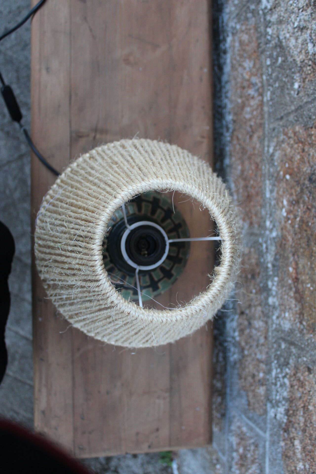 Ceramic lamp and rope shade