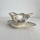 Antique iron earthenware sauceboat with flowers and birds "Malaga" Petrus Regout